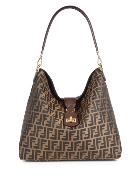 fendi zucca small hobo bag brown|Fendi Zucca Hobo for sale .